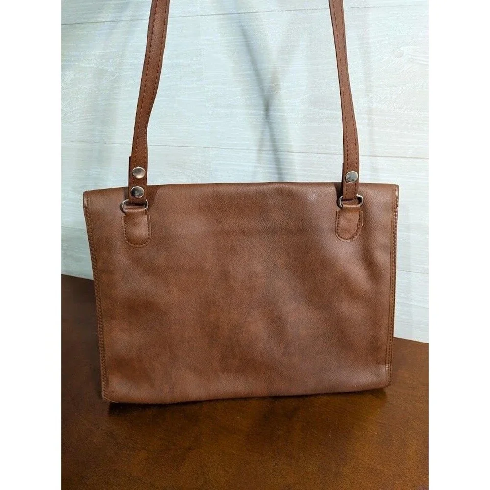 VINTAGE Brown Faux Leather Tablet Case Document Carrier Folio Slim Briefcase